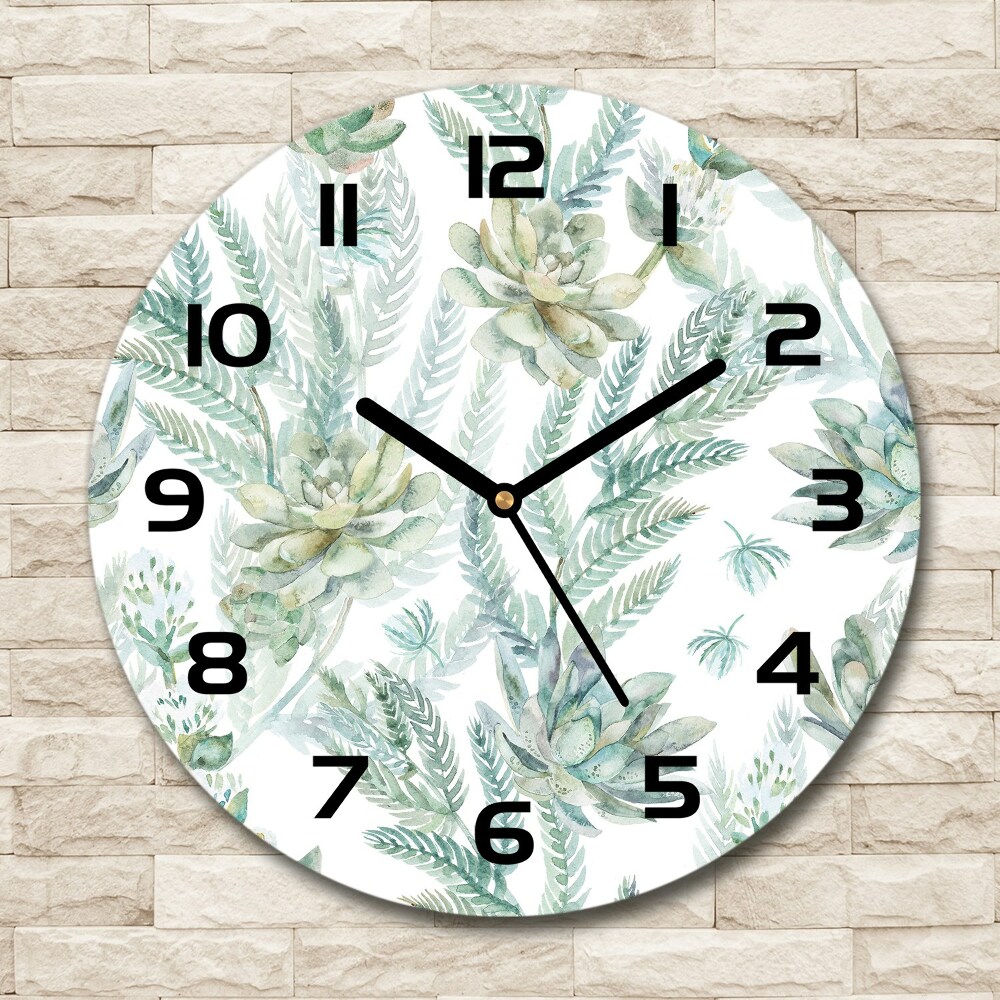 Horloge ronde murale Fleurs et feuilles