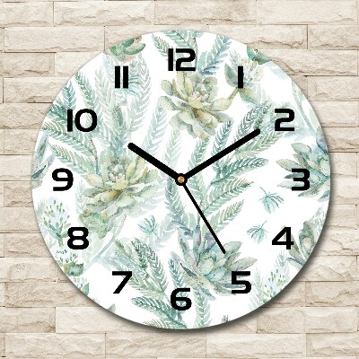 Horloge ronde murale Fleurs et feuilles