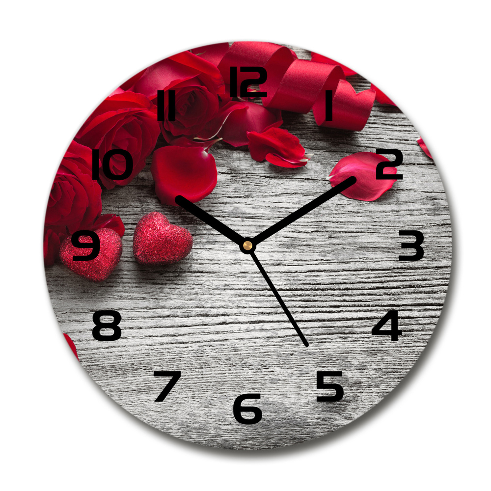 Horloge ronde Roses rouges