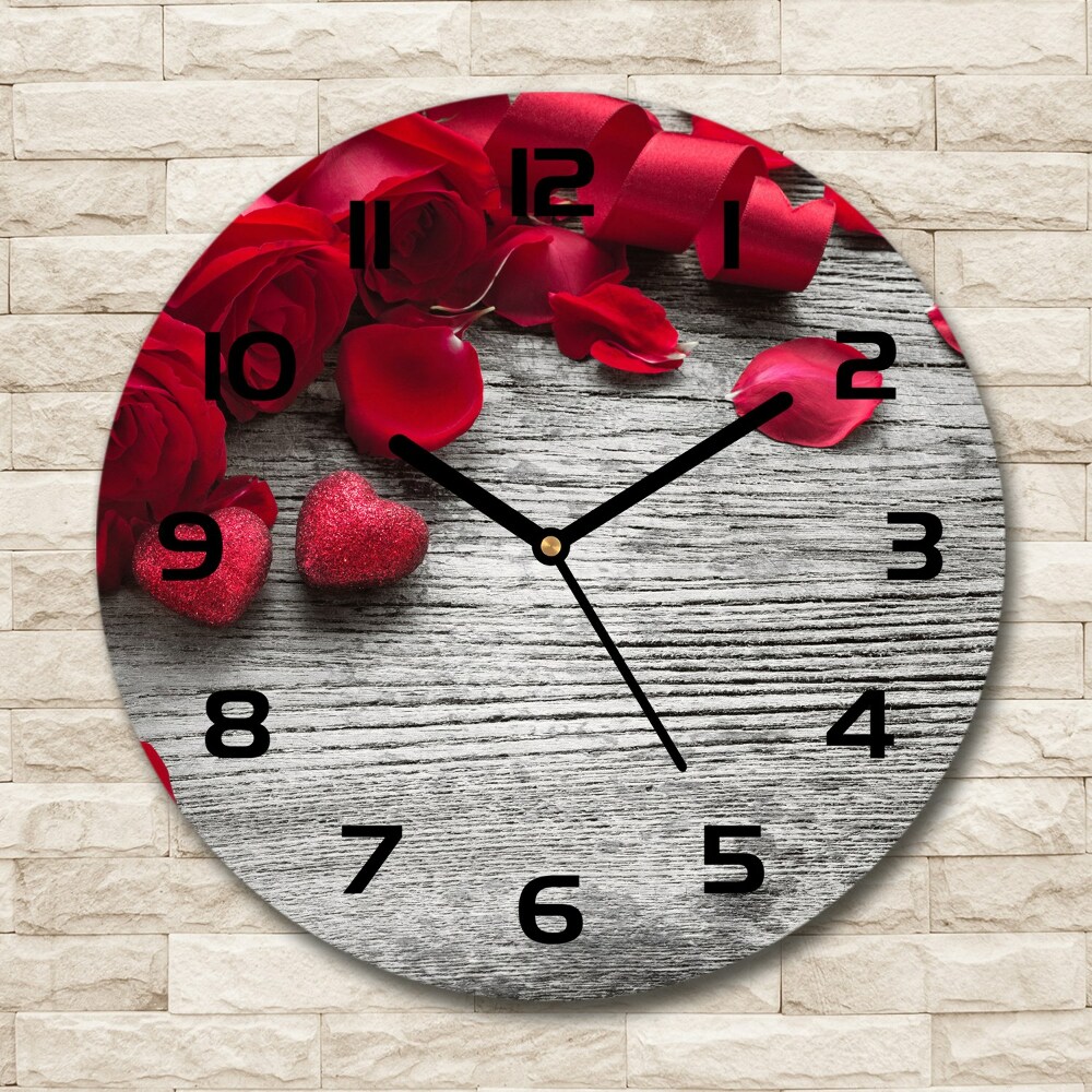 Horloge ronde Roses rouges