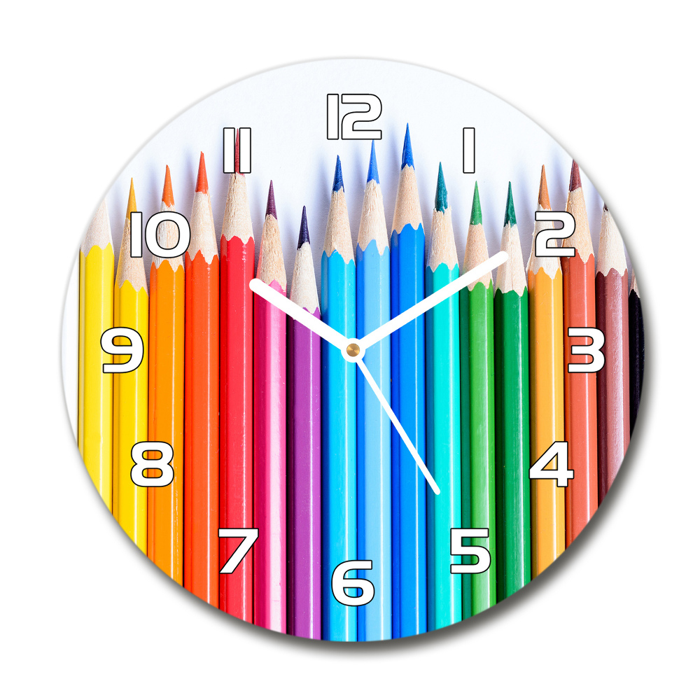 Horloge ronde Crayons de couleur