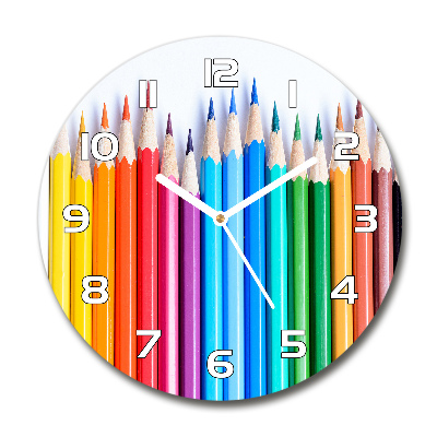 Horloge ronde Crayons de couleur