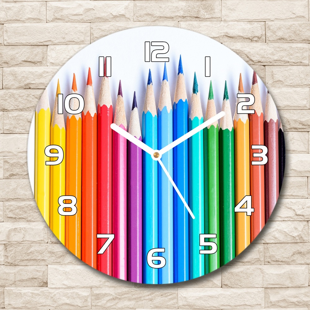 Horloge ronde Crayons de couleur