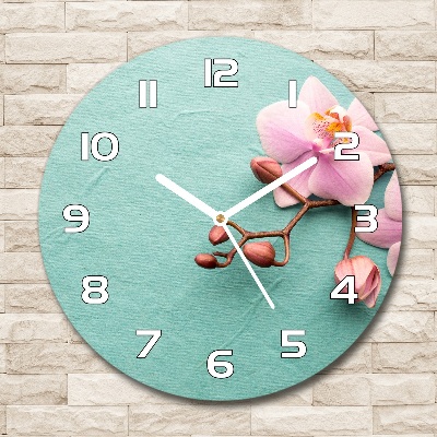 Horloge ronde murale Orchidée