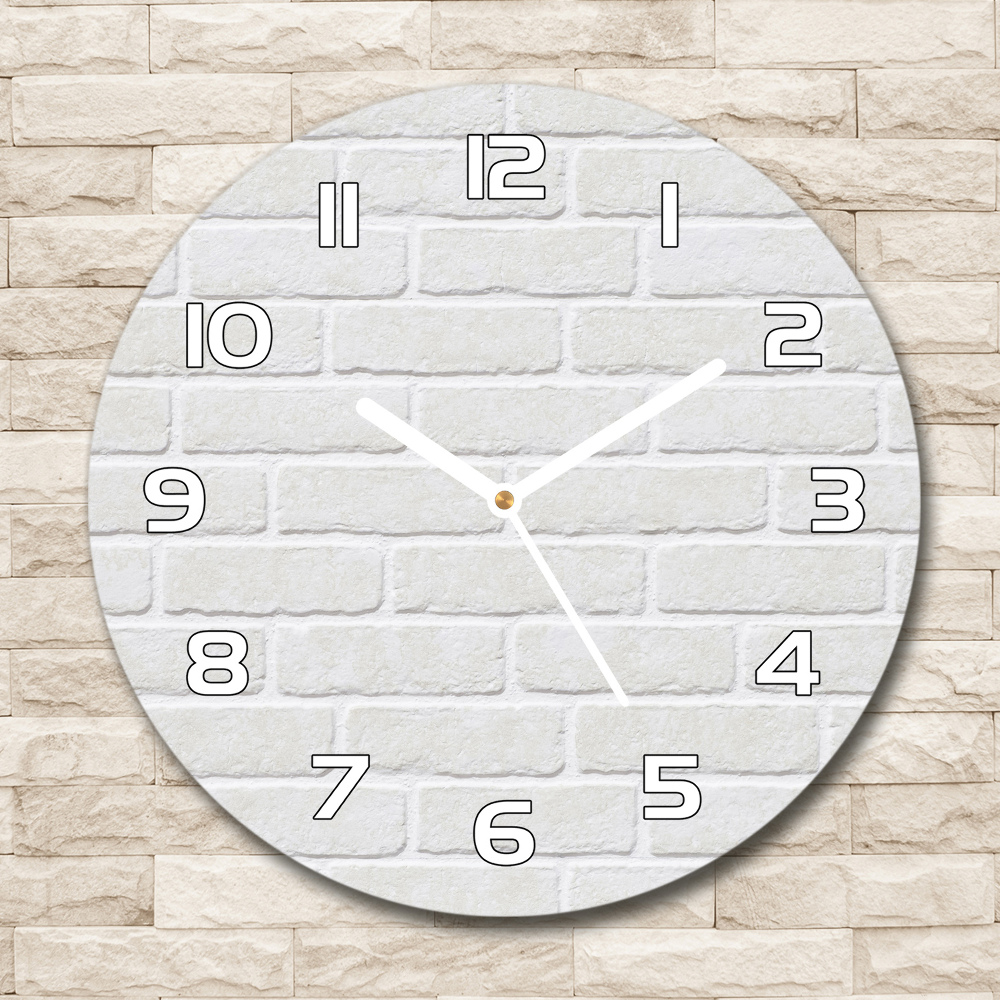 Horloge ronde Mur de briques blanc