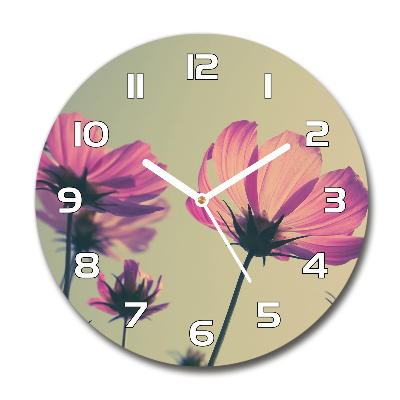 Pendule murale ronde Fleurs roses