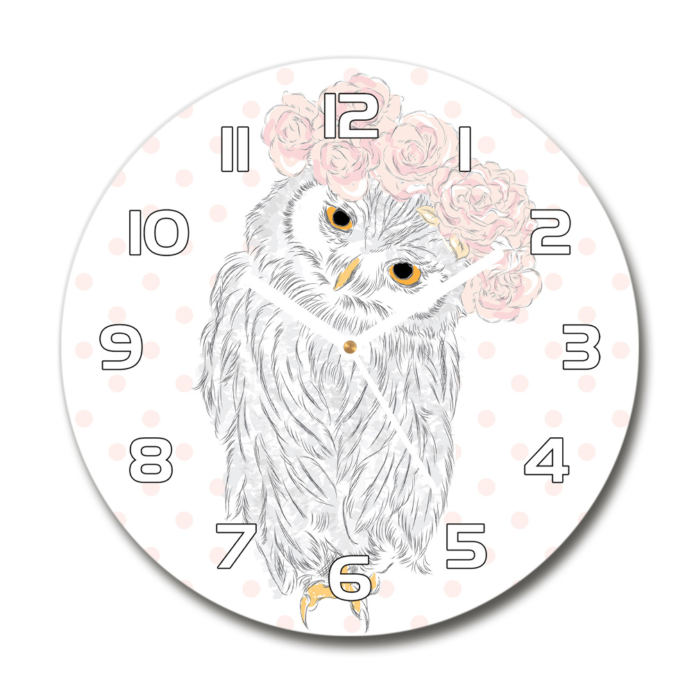 Horloge ronde murale Hibou dans une guirlande