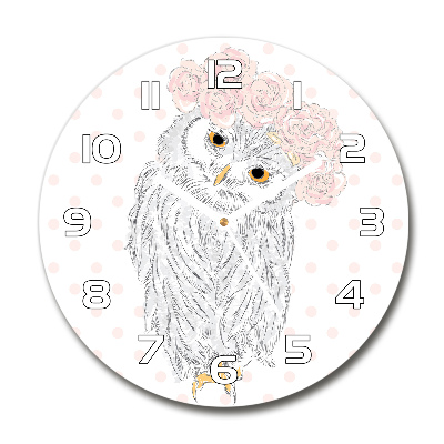 Horloge ronde murale Hibou dans une guirlande