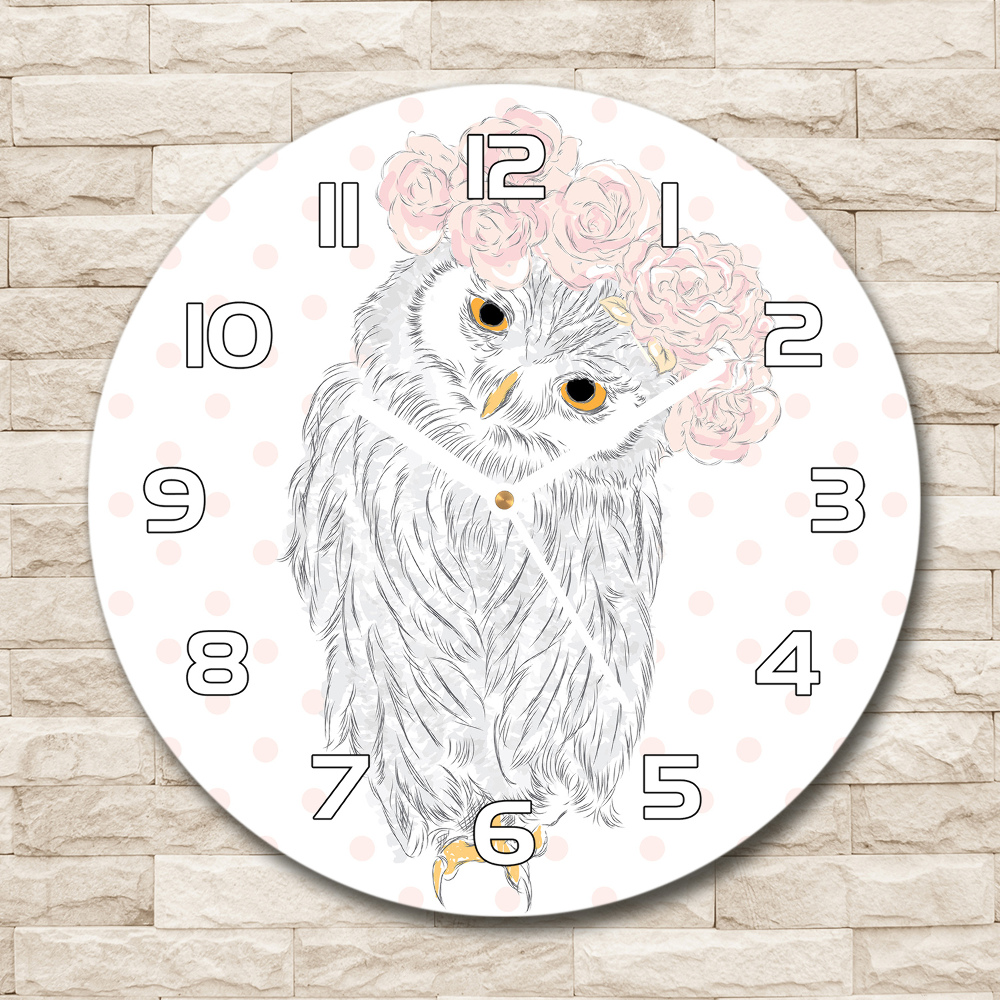 Horloge ronde murale Hibou dans une guirlande