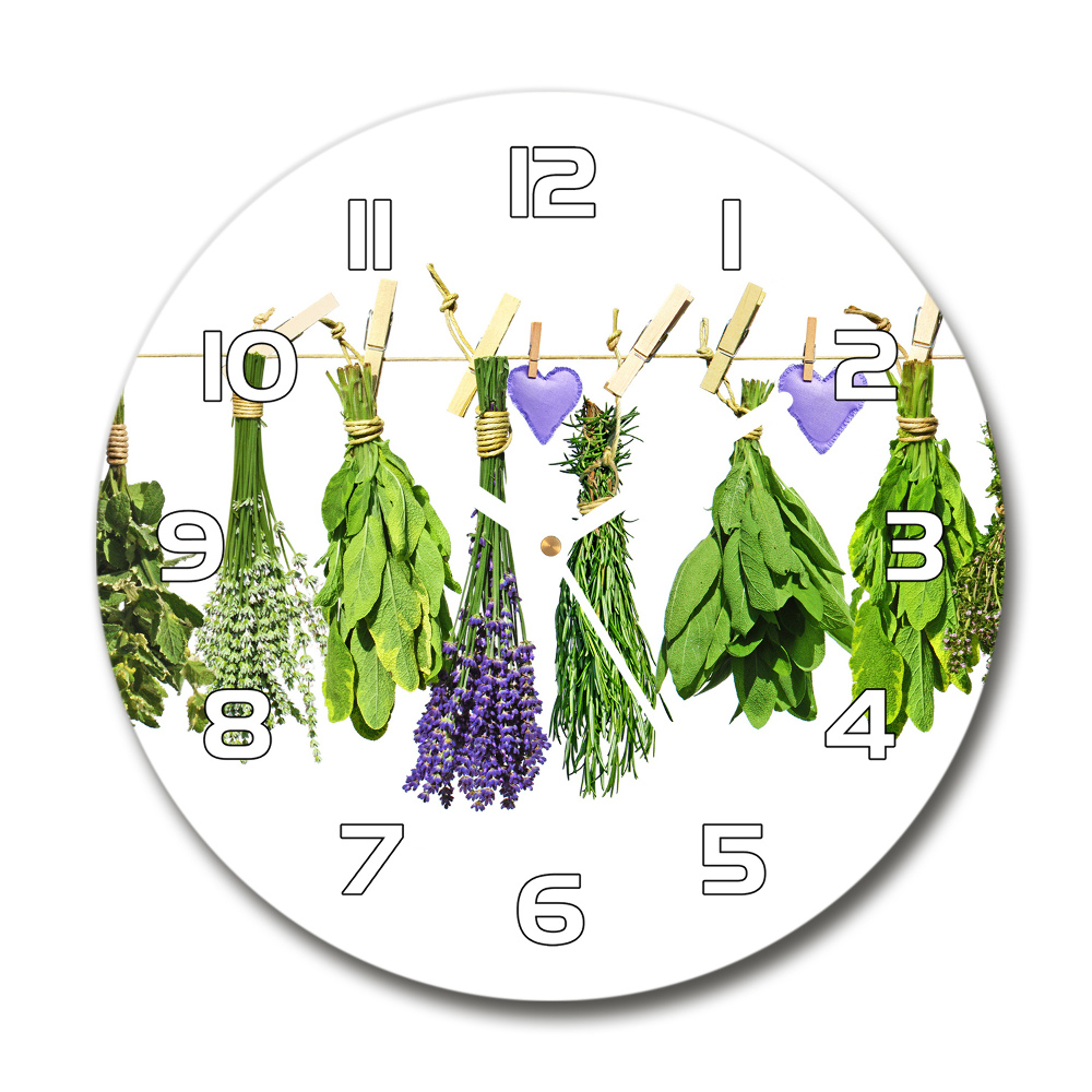 Horloge ronde murale Herbes sur un fil