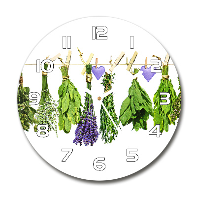 Horloge ronde murale Herbes sur un fil