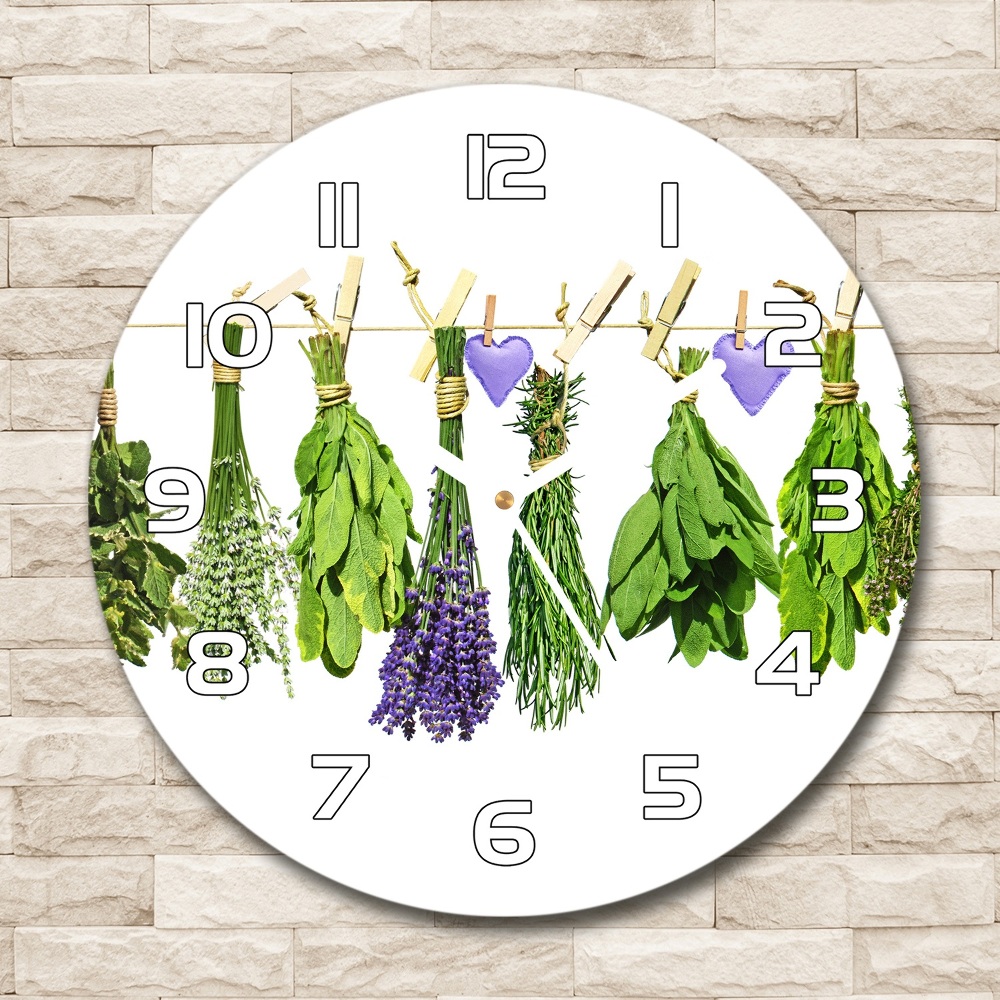 Horloge ronde murale Herbes sur un fil