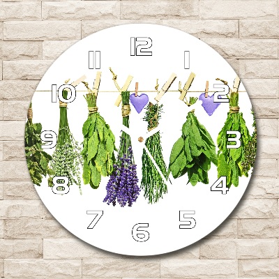 Horloge ronde murale Herbes sur un fil