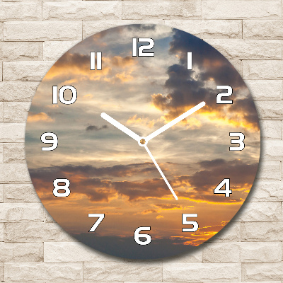 Horloge ronde en verre Coucher de soleil