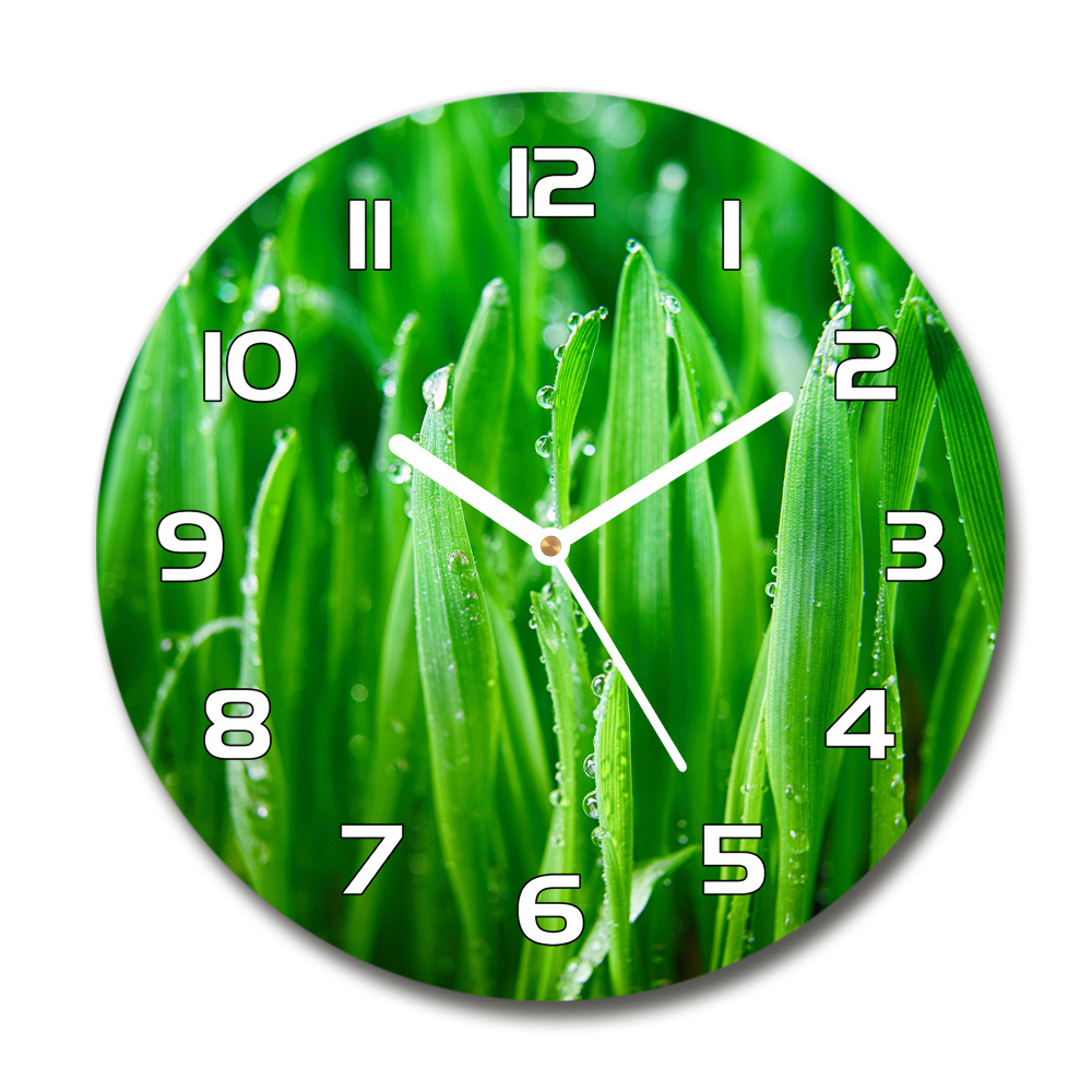 Horloge ronde en verre Herbe