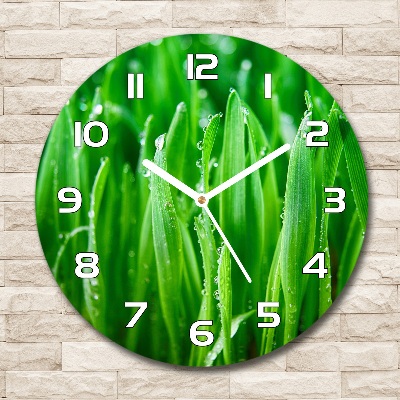 Horloge ronde en verre Herbe