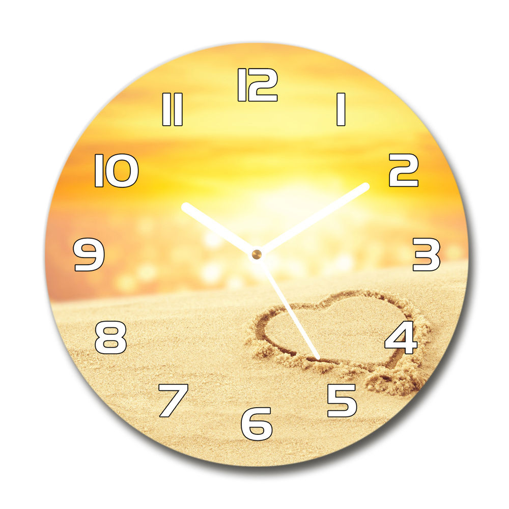 Horloge ronde murale Coeur sur le sable