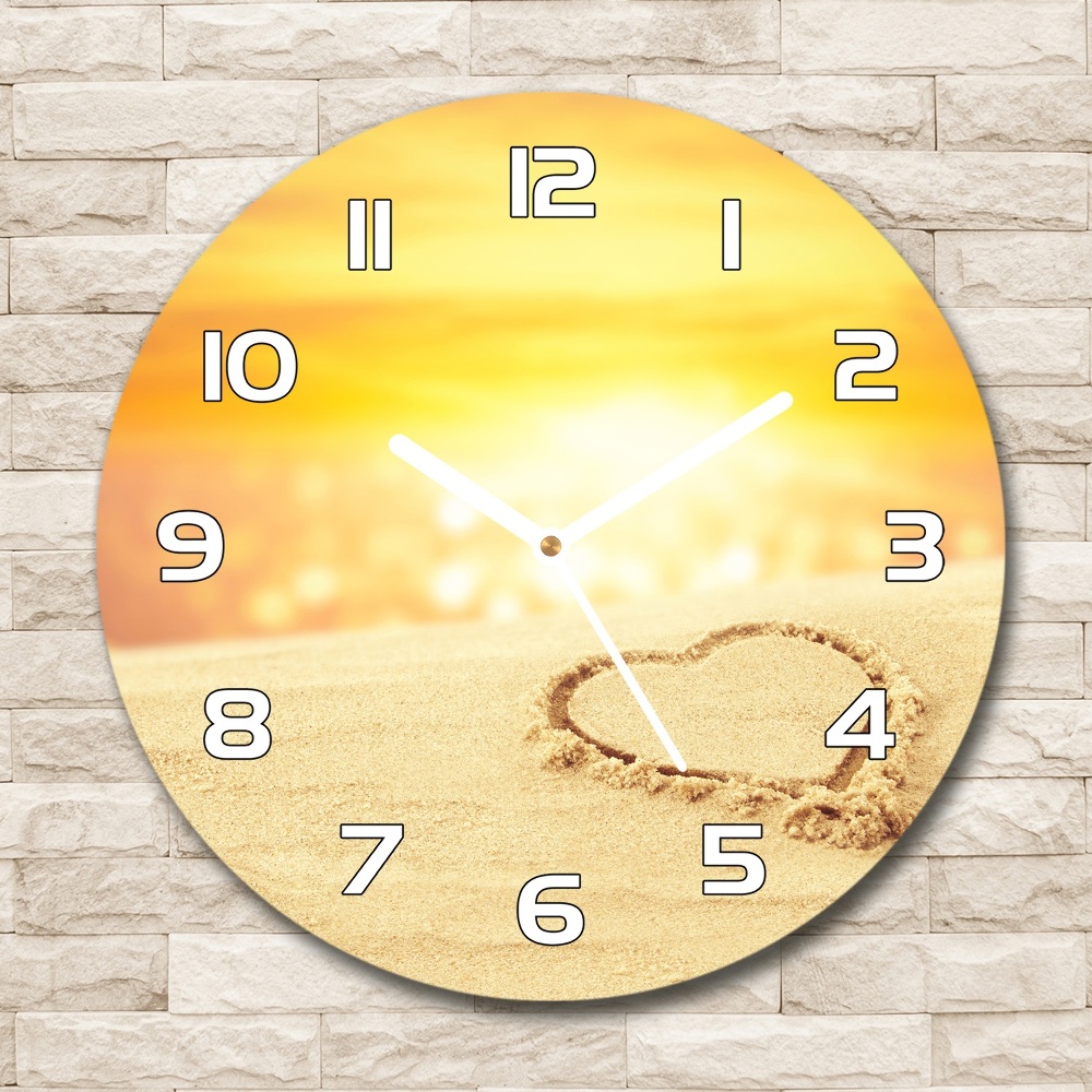 Horloge ronde murale Coeur sur le sable