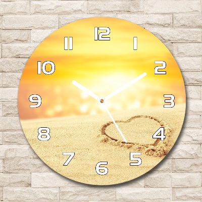 Horloge ronde murale Coeur sur le sable