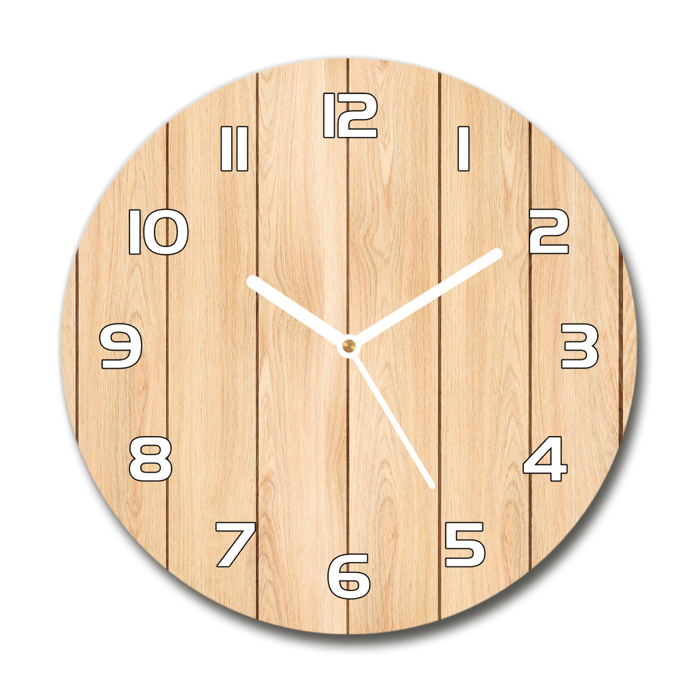 Horloge ronde Fond en bois planches de couleur claire