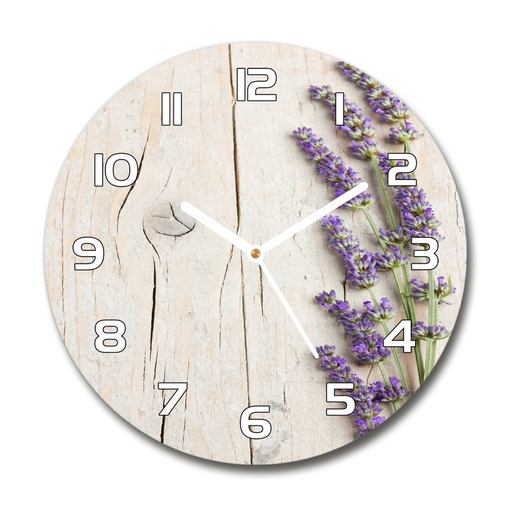 Horloge ronde Lavande sur bois