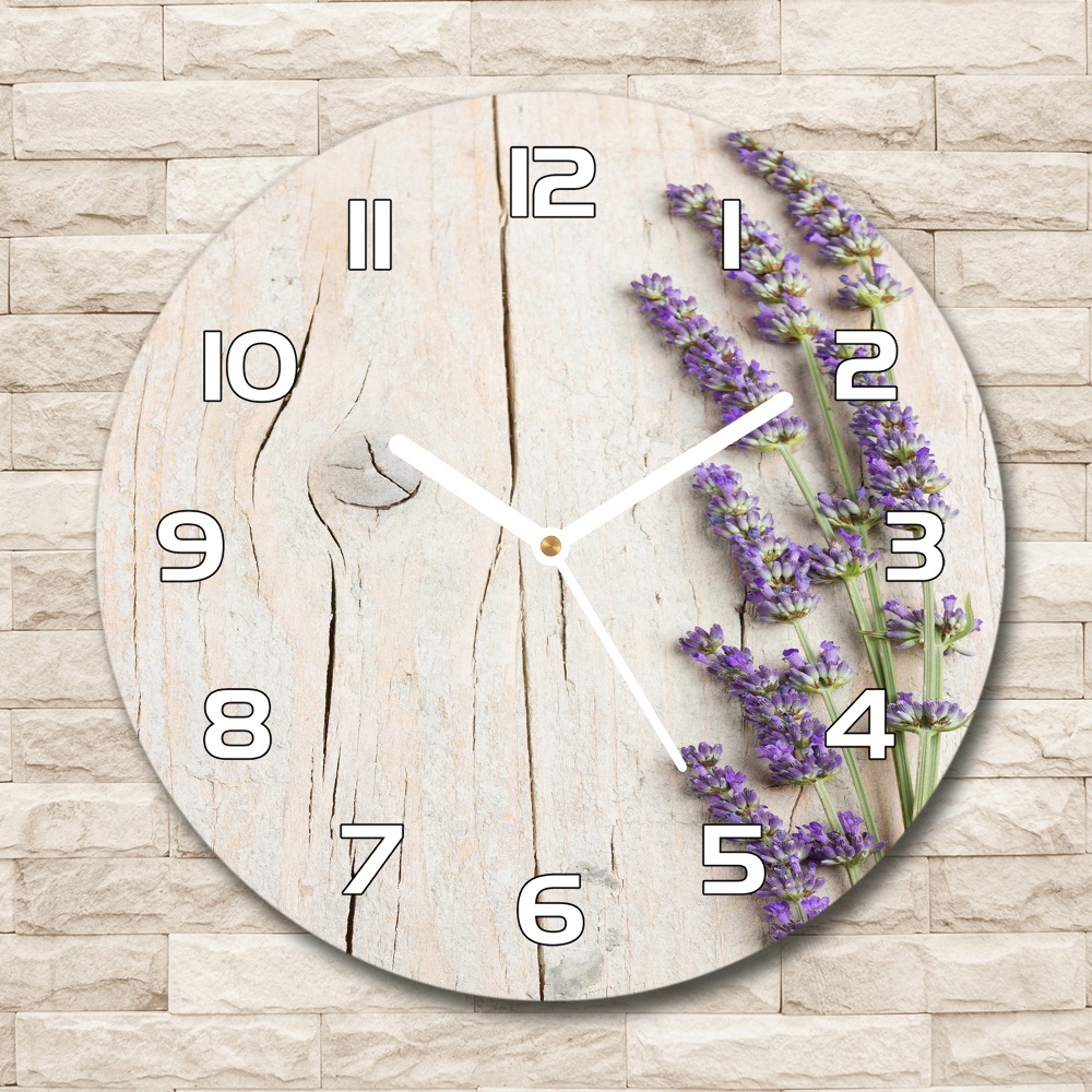 Horloge ronde Lavande sur bois