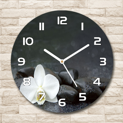 Horloge en verre ronde Orchidée