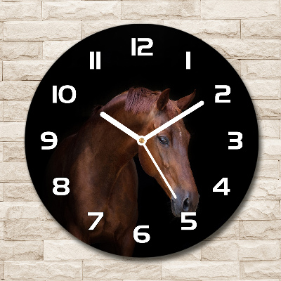 Horloge ronde murale Cheval brun