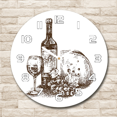 Pendule murale ronde Vin et snacks