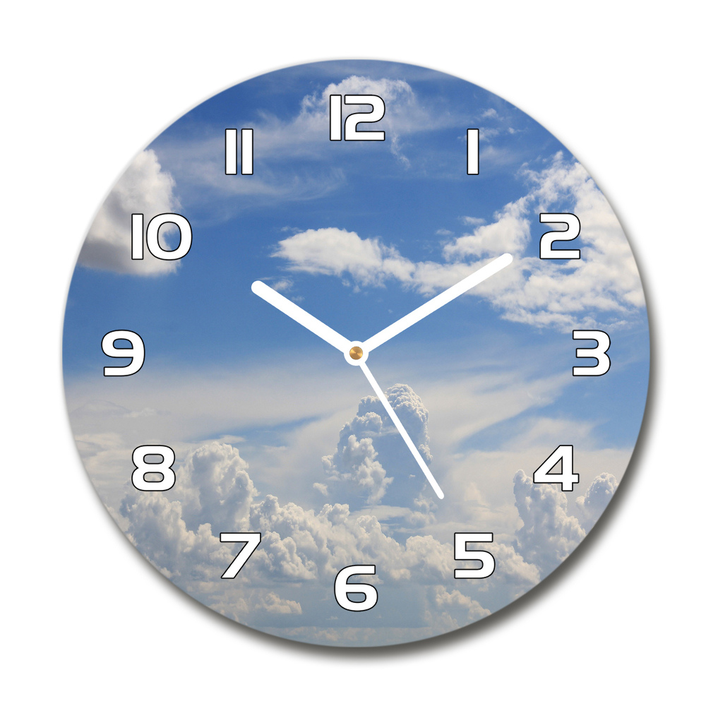 Horloge ronde en verre Nuages dans le ciel