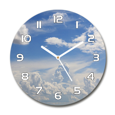 Horloge ronde en verre Nuages dans le ciel