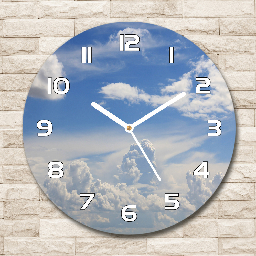 Horloge ronde en verre Nuages dans le ciel