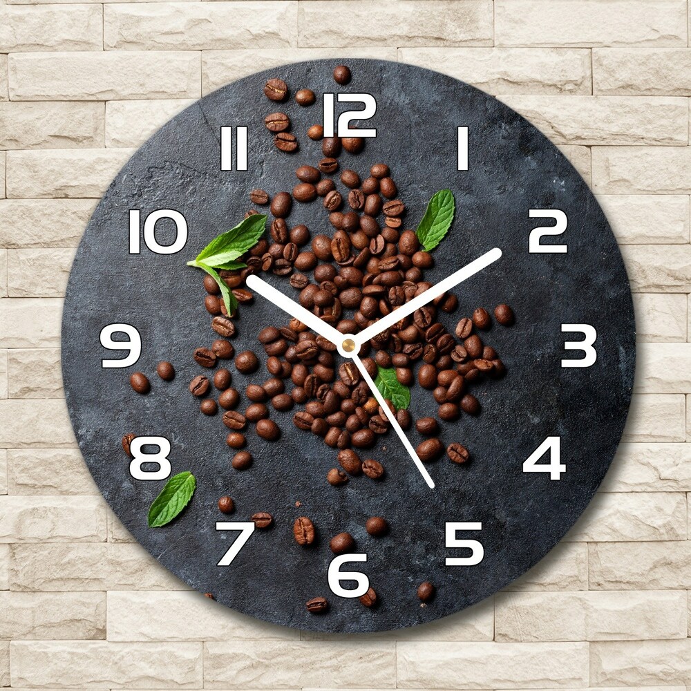 Horloge ronde murale Grains de café sur béton