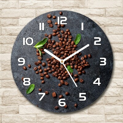 Horloge ronde murale Grains de café sur béton