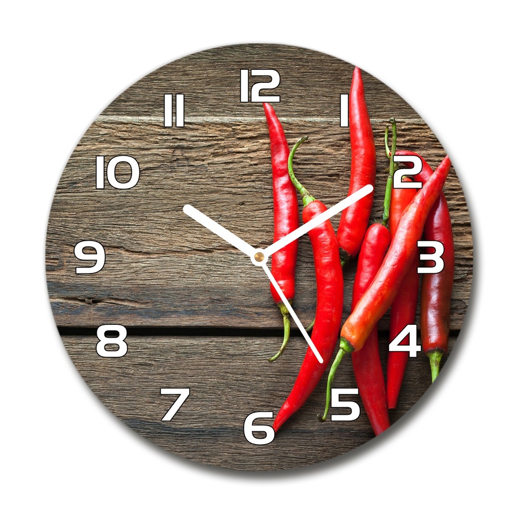 Horloge ronde en verre Piments