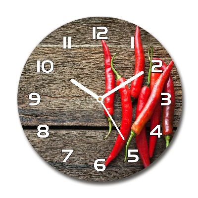 Horloge ronde en verre Piments