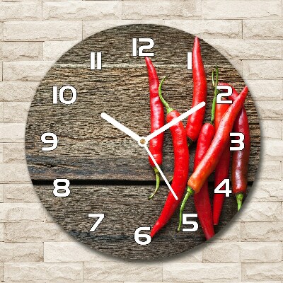 Horloge ronde en verre Piments