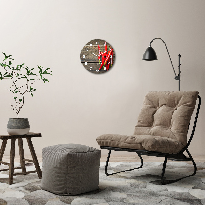 Horloge ronde en verre Piments