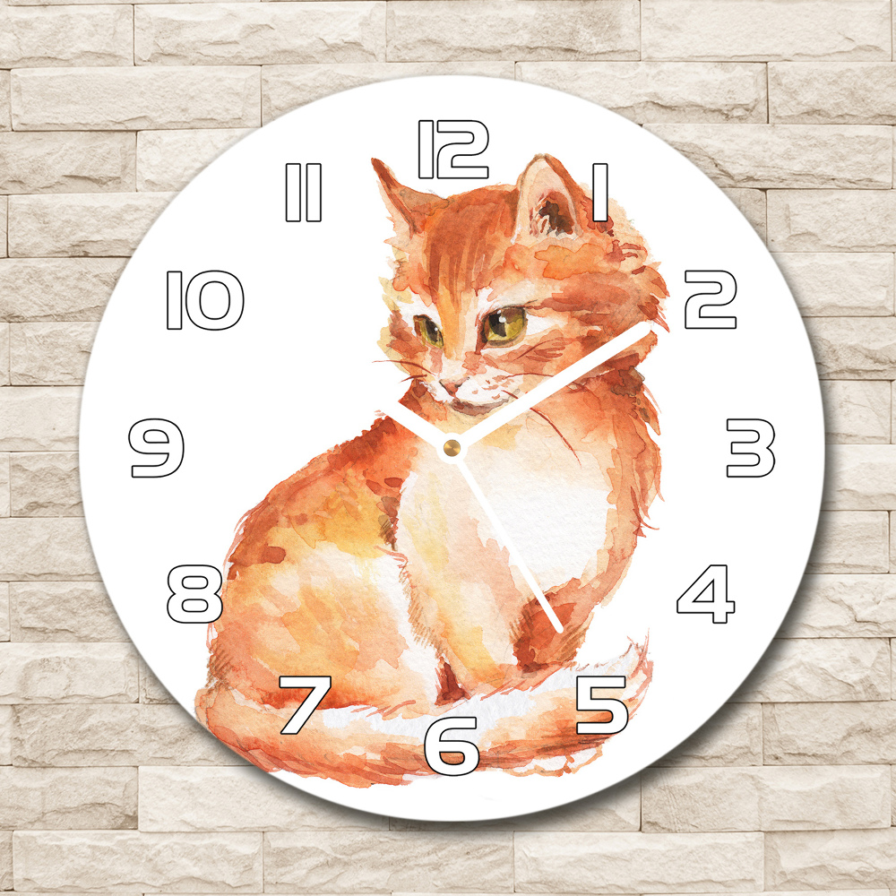 Horloge ronde murale Chat roux