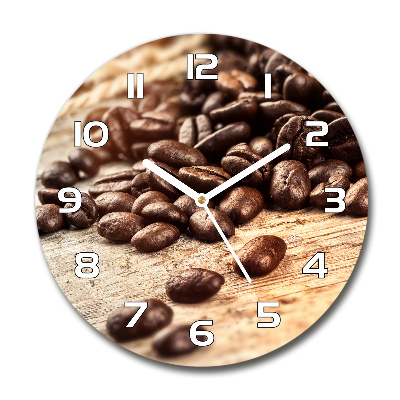 Horloge en verre ronde Grains de café radieux