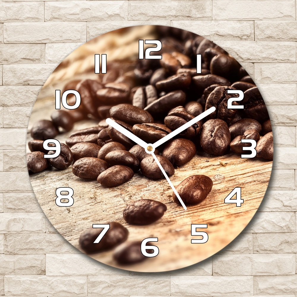 Horloge en verre ronde Grains de café radieux