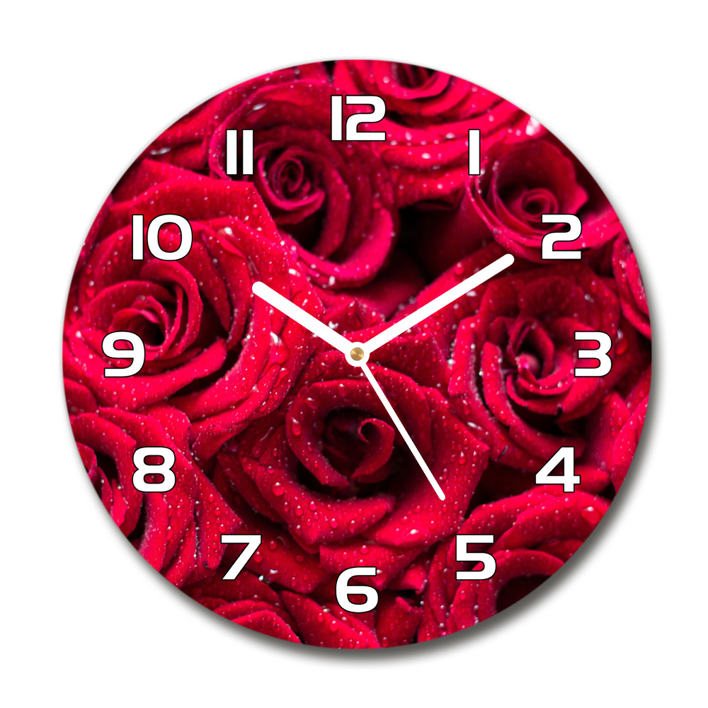 Horloge ronde murale Gouttes sur roses