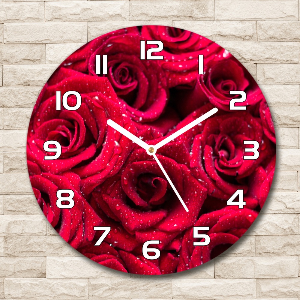 Horloge ronde murale Gouttes sur roses