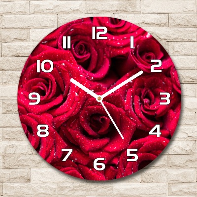 Horloge ronde murale Gouttes sur roses