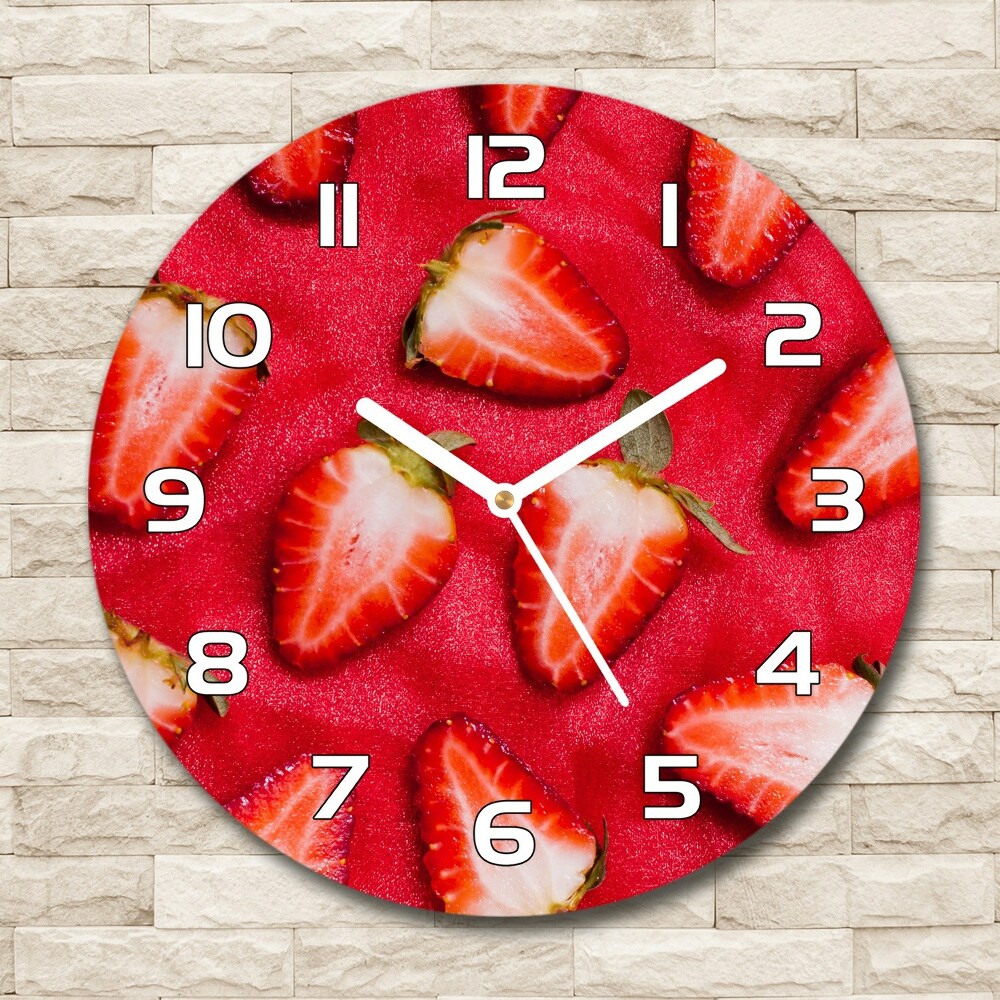 Pendule murale ronde Fraises coupées en morceaux