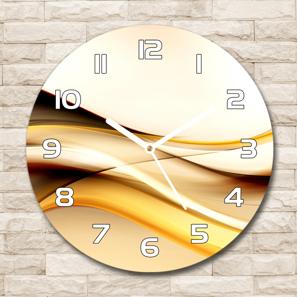 Horloge ronde Vagues abstraites en or