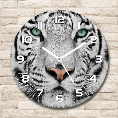 Pendule murale ronde Tigre blanc