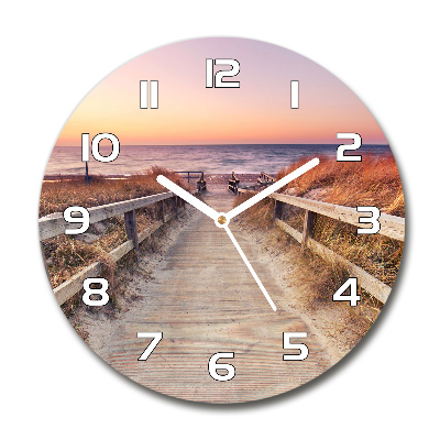 Horloge en verre ronde Chemin vers la plage