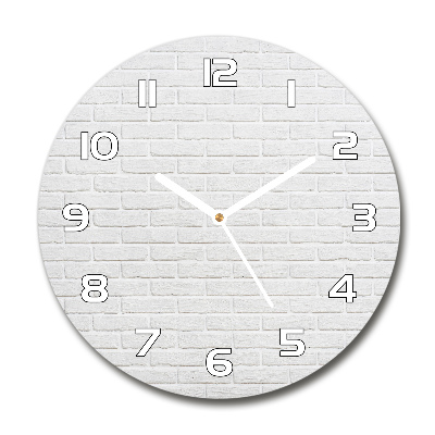 Horloge en verre ronde Mur de briques blanc