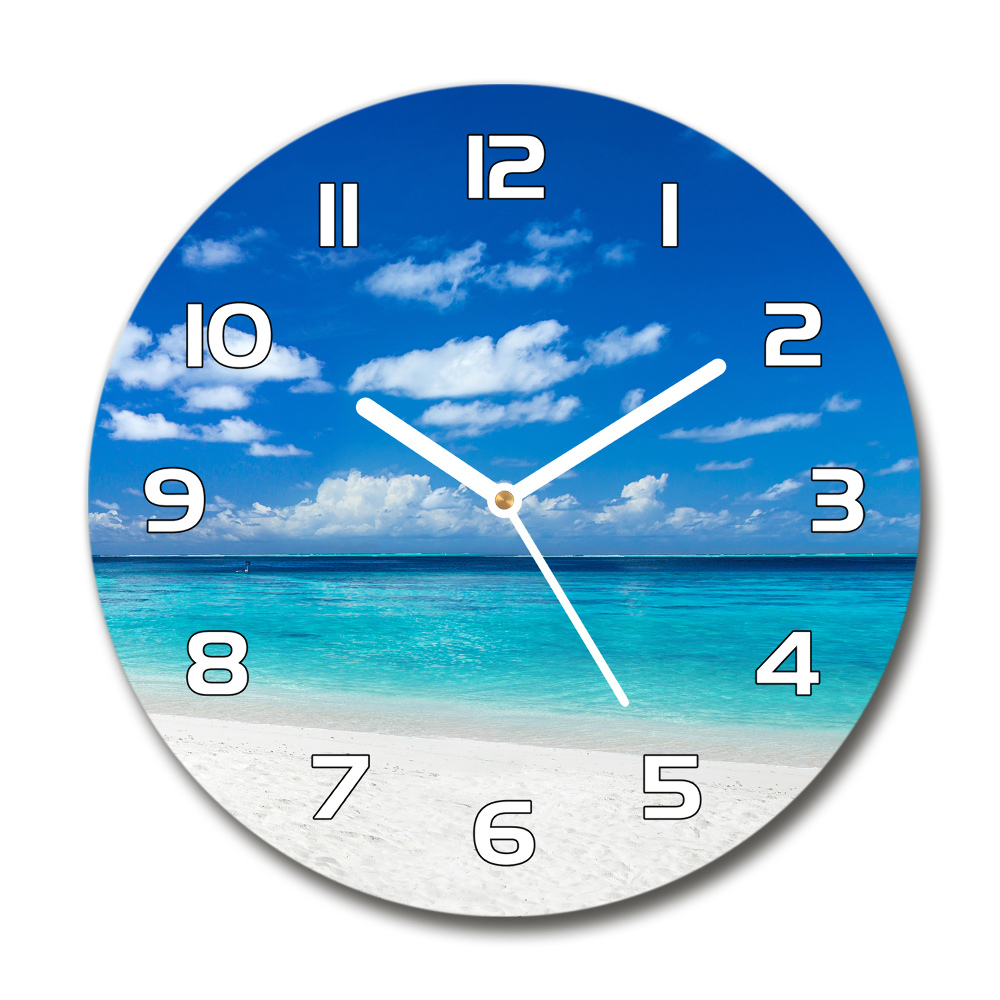 Horloge ronde Plage tropicale palmier